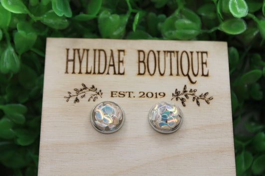 Champagne Petal Dome Stud Earrings