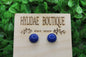 Dark Blue Faux Marble Dome Stud Earrings