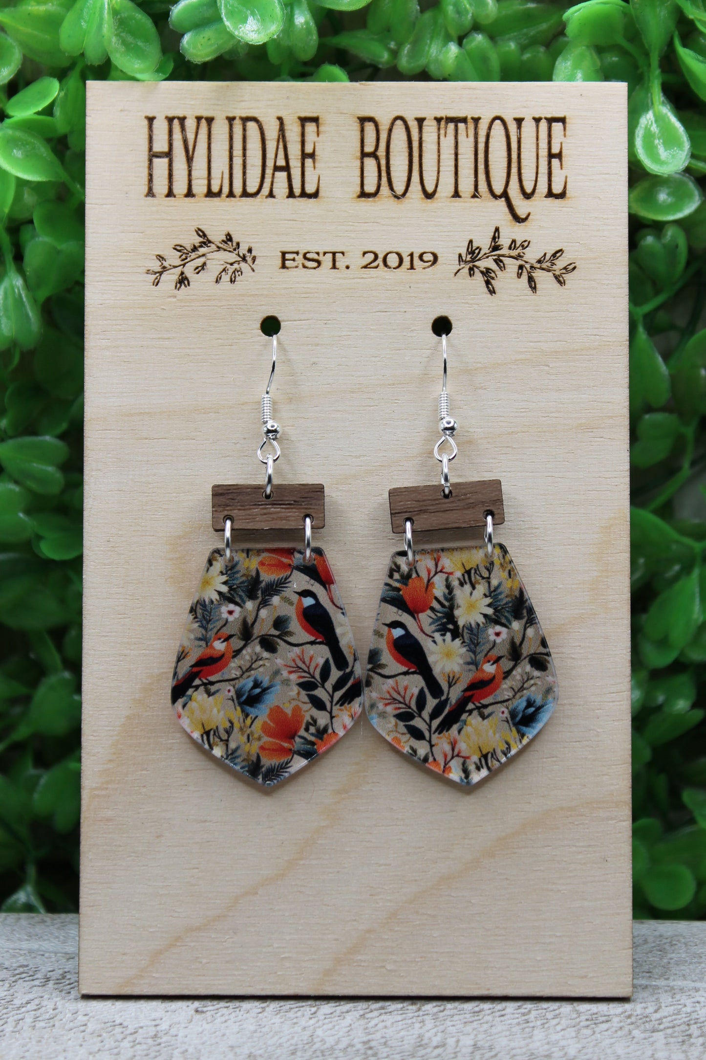 Floral Birds Dangle Earrings