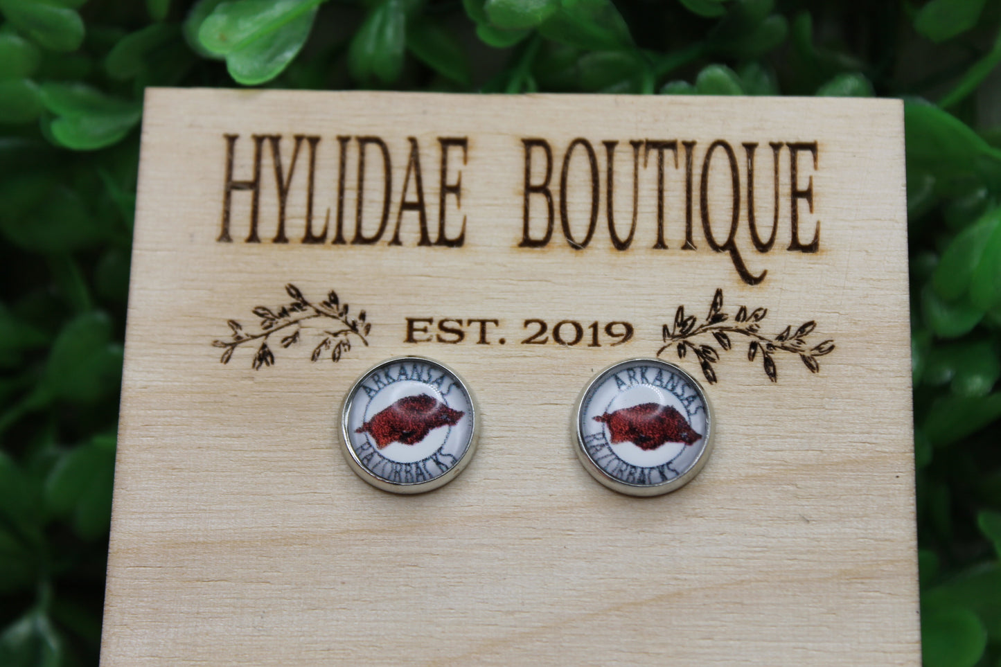 AR Razorbacks Glass Stud Earrings