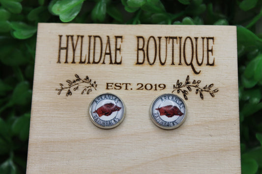 AR Razorbacks Glass Stud Earrings