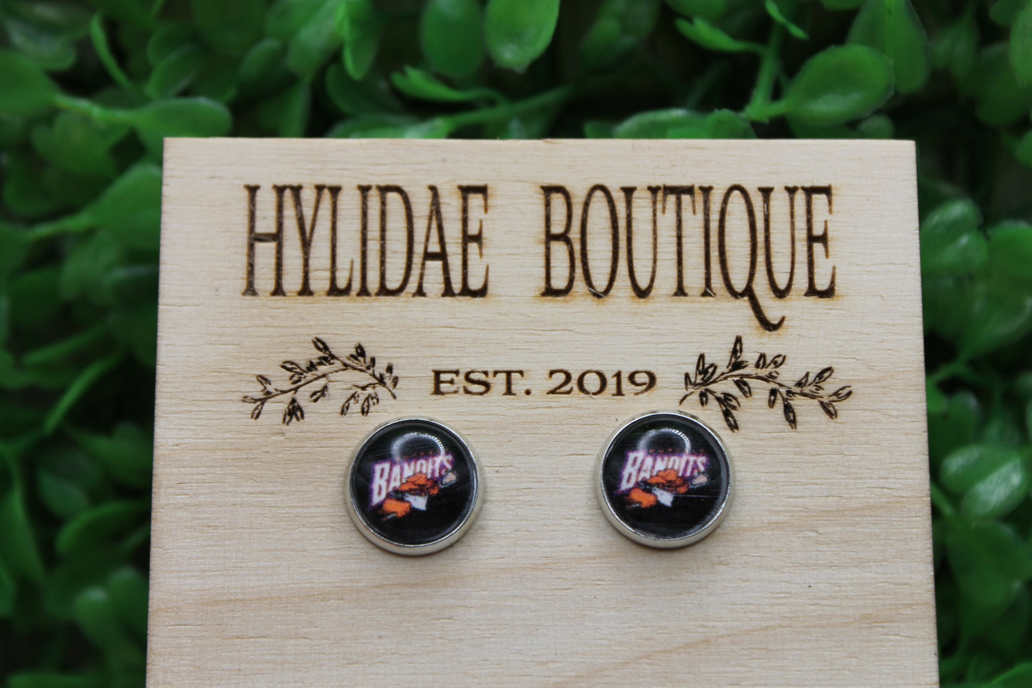 Buffalo Bandits - Lacrosse Black Glass Stud Earrings