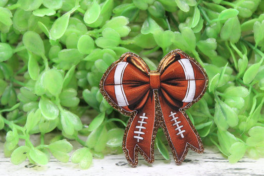 Fancy Football Bow Badge Reel