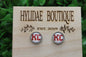 KC Faux Red Glitter Glass Stud Earrings