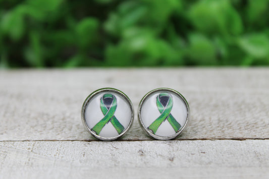 Mental Health Awareness Ribbon Glass Stud Earrings