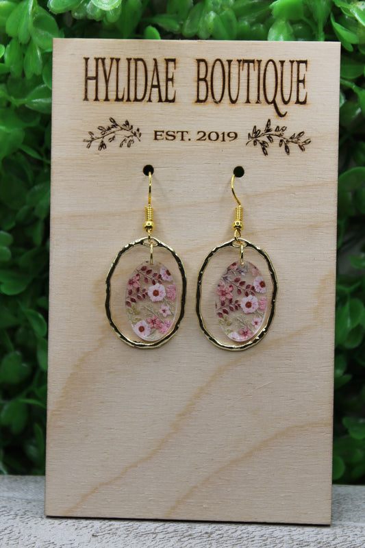 Floral & Gold Dangle Earrings