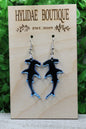 Hammerhead Shark Blue Mirrored Dangle Earrings