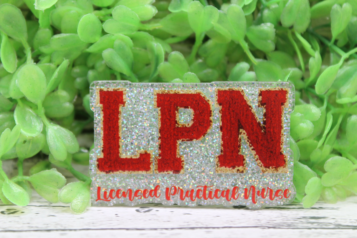 LPN Red and Gold on Silver Badge Reel