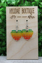 Rainbow Gingham Heart Dangle Earrings {Colors Vary Per Pair}