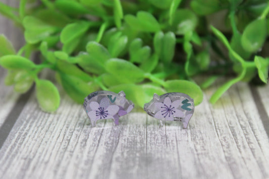 Floral Pigs Stud Earrings