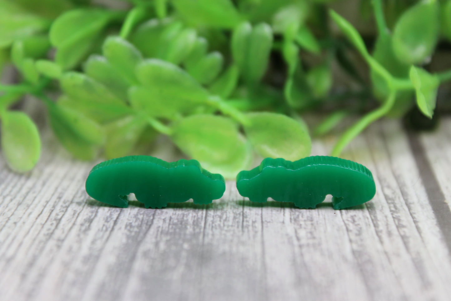 Green Alligators Stud Earrings