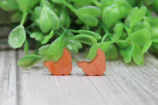 Orange Shimmer Chickens Stud Earrings