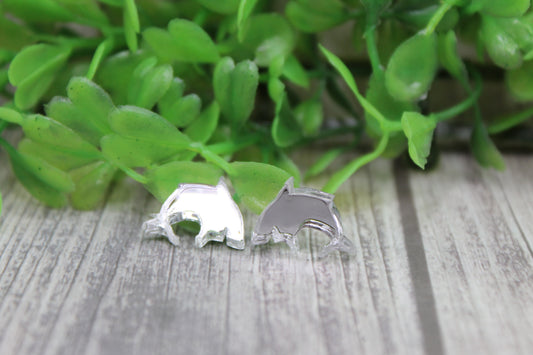 Silver Mirror Sharks Stud Earrings