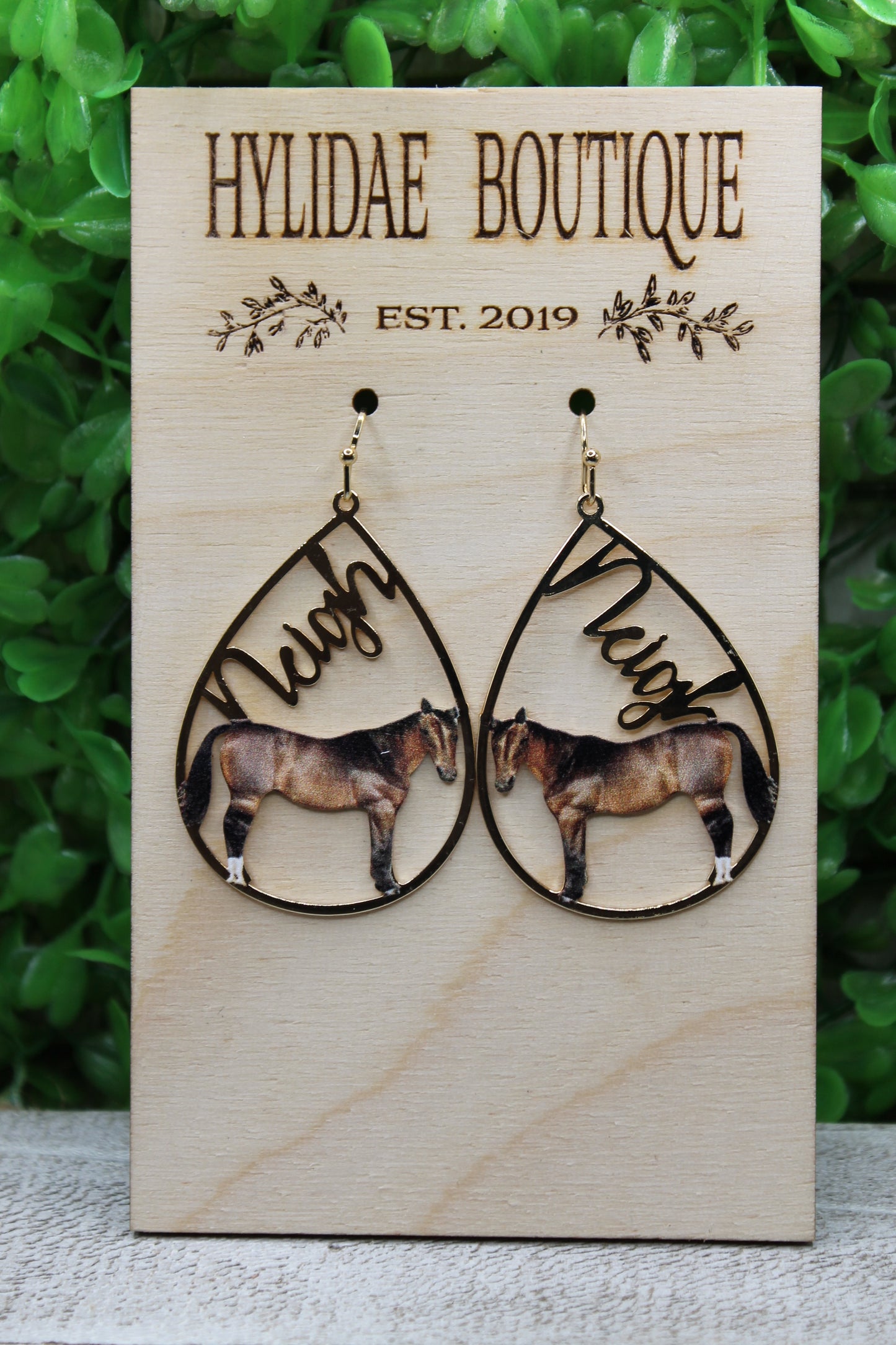 Neigh Horse Teardrop Earrings