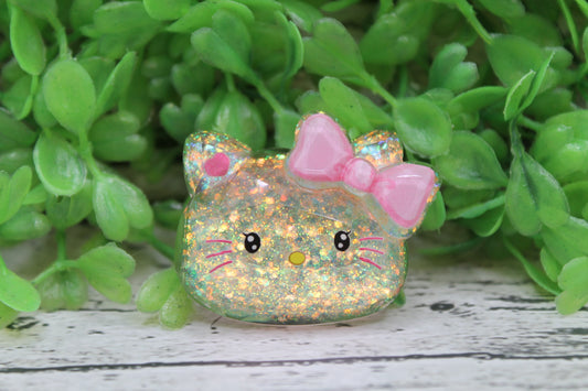 Cat Face with Pink Bow 3D Badge Reel
