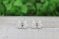 White Croquette Bow Mini Stud Earrings