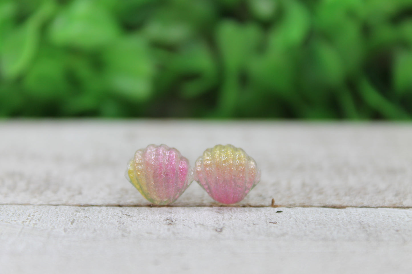 Pink & Yellow Seashells Mini Stud Earrings