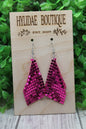 Hot Pink Mesh Flag Dangle Earrings