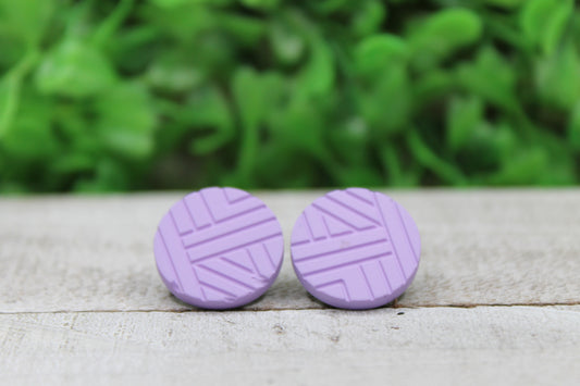 Purple Yarn Ball Stud Earrings