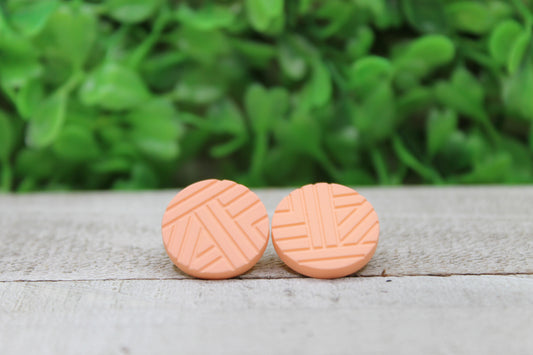 Peach Yarn Ball Stud Earrings