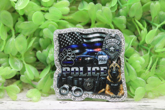Blue Line Flag Police Badge Reel