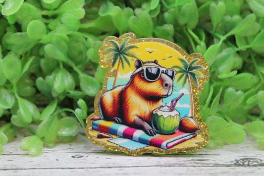 Tropical Capybara Badge Reel