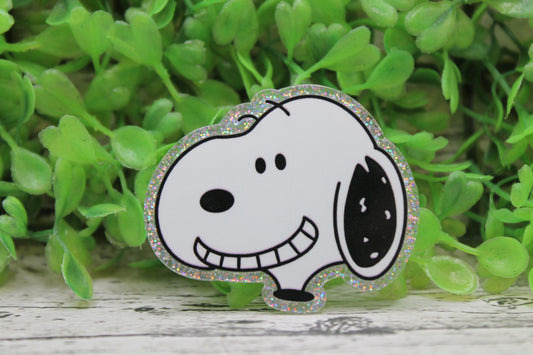 Smiling White Dog Badge Reel