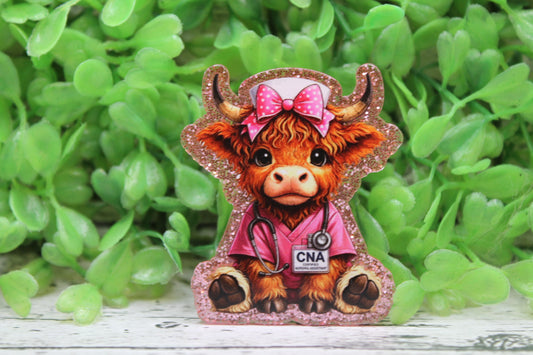 CNA Highland Cow Pink Badge Reel