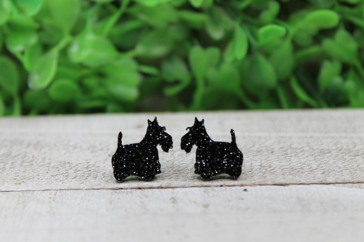 Black Glitter Scottish Terrier Stud Earrings