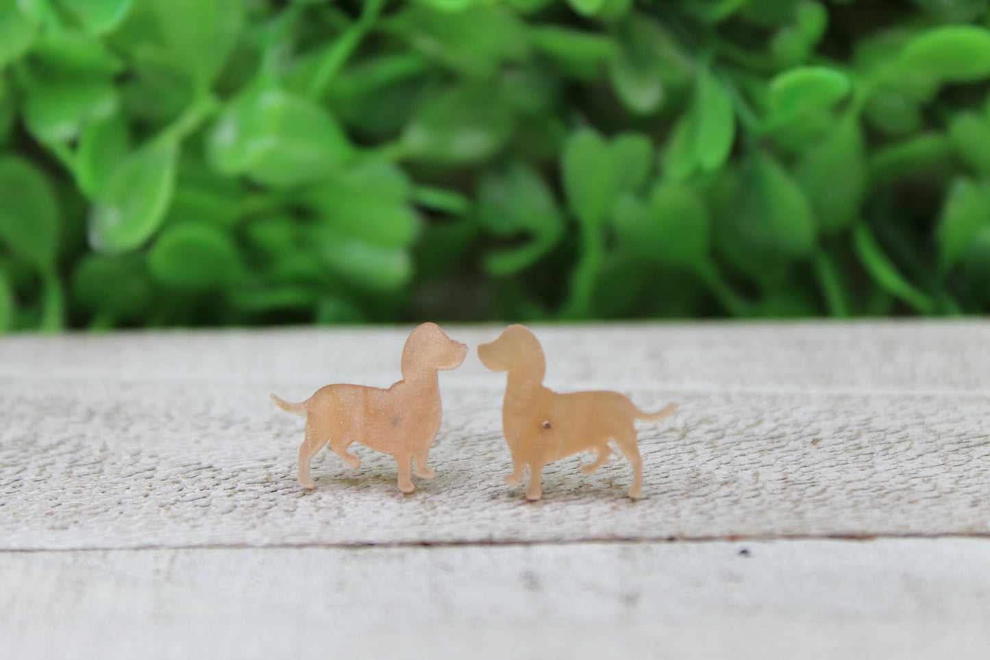 Pearly Dachshund Stud Earrings