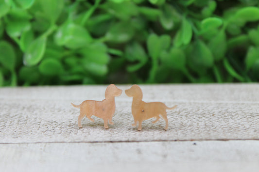 Pearly Dachshund Stud Earrings