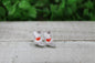 White Cat with Red Heart Stud Earrings