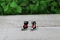 Black Cat with Red Heart Stud Earrings