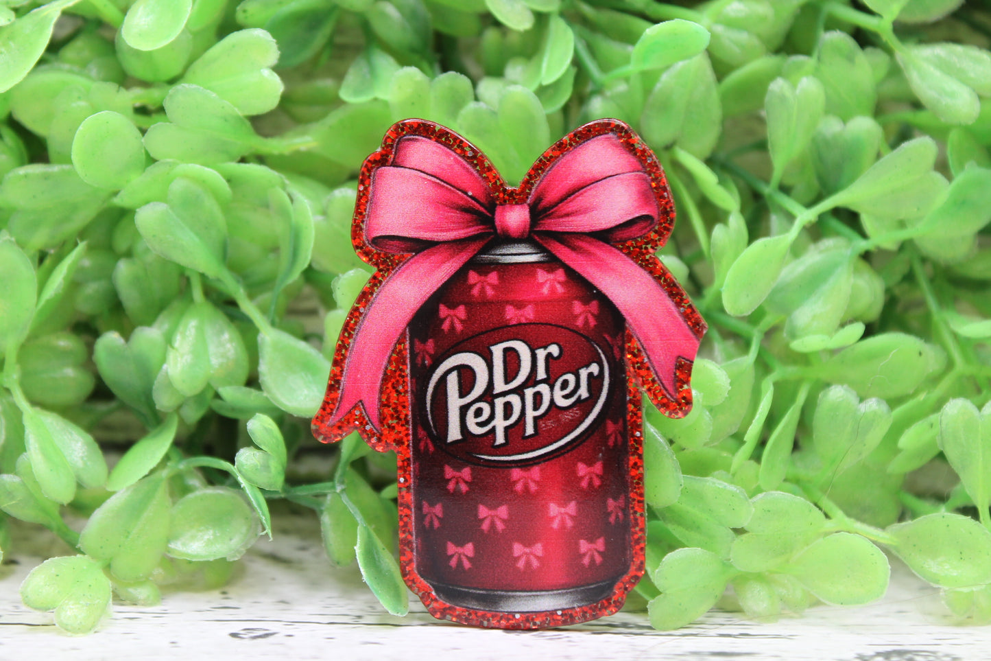 Dr Pepper Can with Bow Badge Reel