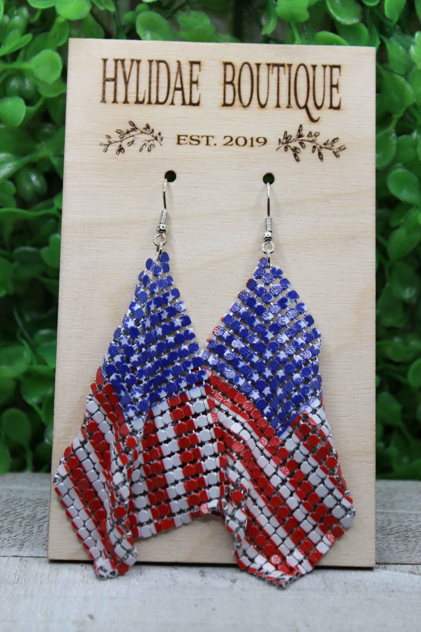 American Flag Mesh Dangle Earrings