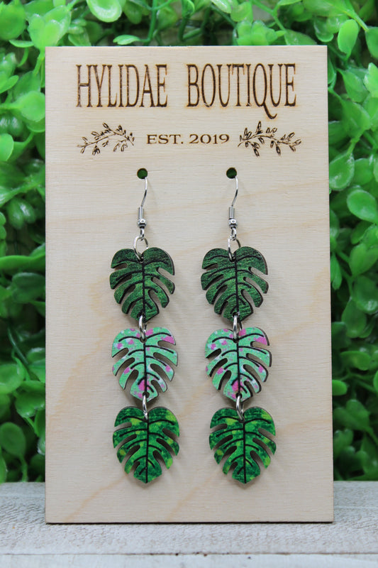 Palm Leaf Trio Dangle Earrings