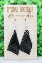 Black Mesh Flag Dangle Earrings