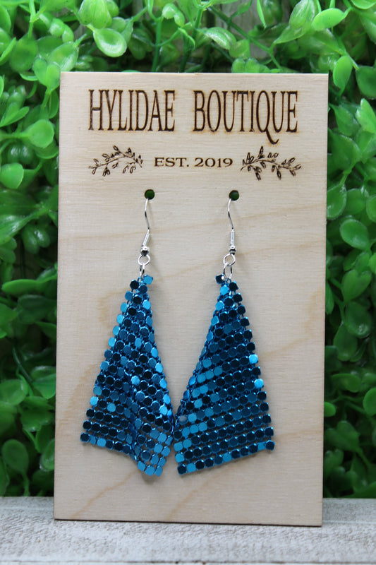 Blue Mesh Flag Dangle Earrings