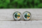 Packers Football Splatter Glass Stud Earrings