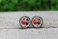 Broncos Football Splatter Glass Stud Earrings