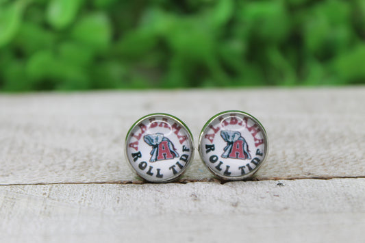 Alabama Crimson Tide Glass Stud Earrings