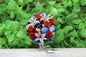 Floral Bouquet & American Flag • Badge/ID Holder with Clip