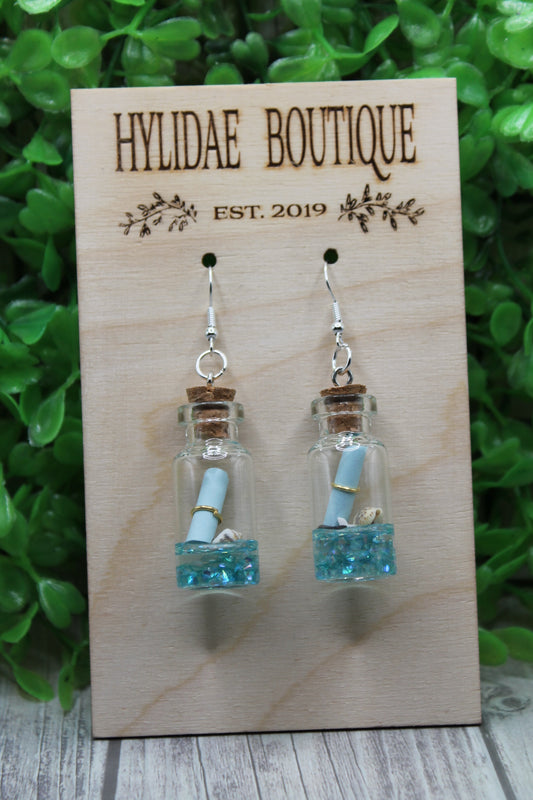 Message in a Bottle Dangle Earrings