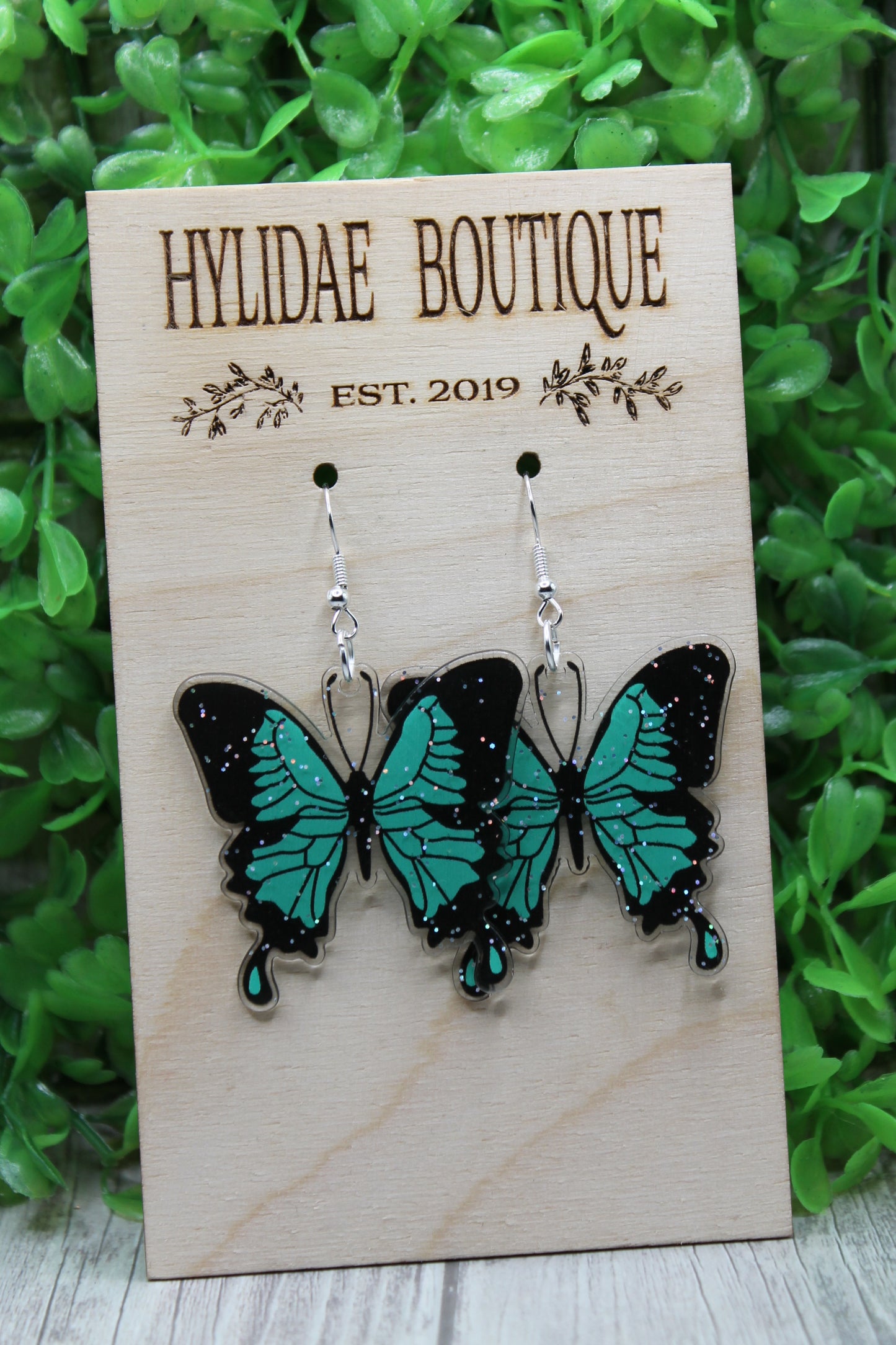 Green Butterfly Dangle Earrings