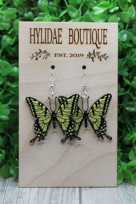 Yellow Butterfly Dangle Earrings