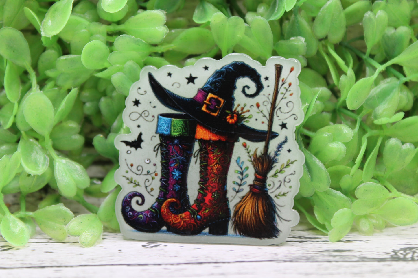 Witch Boots and Broom Badge Reel