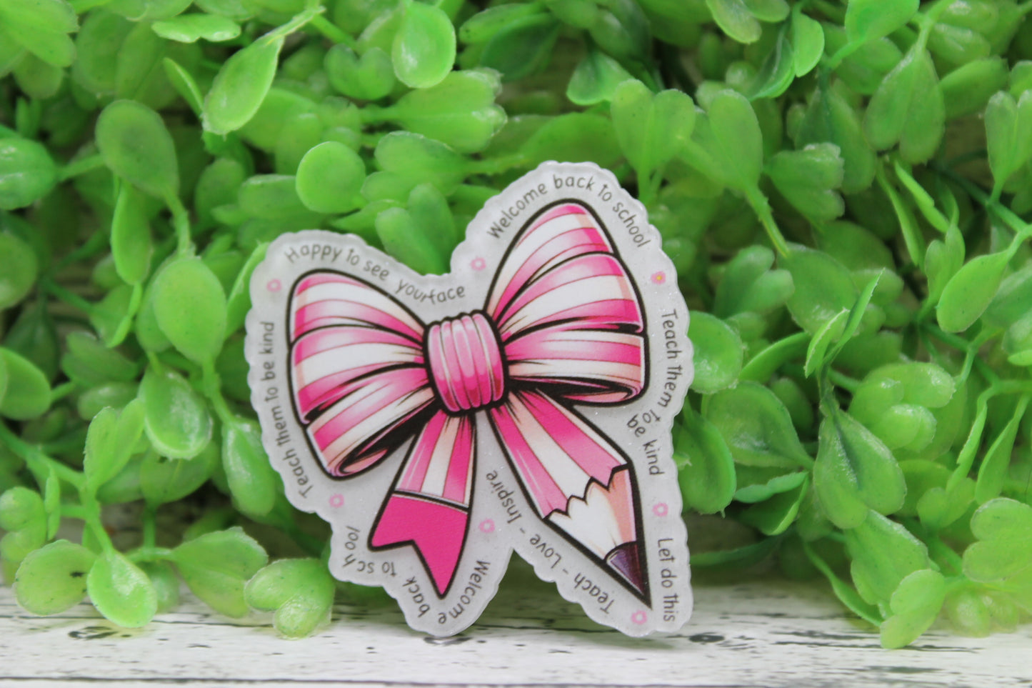 Pink Pencil Bow Badge Reel