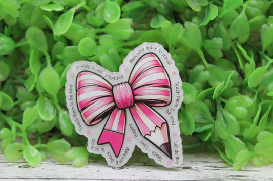 Pink Pencil Bow Badge Reel