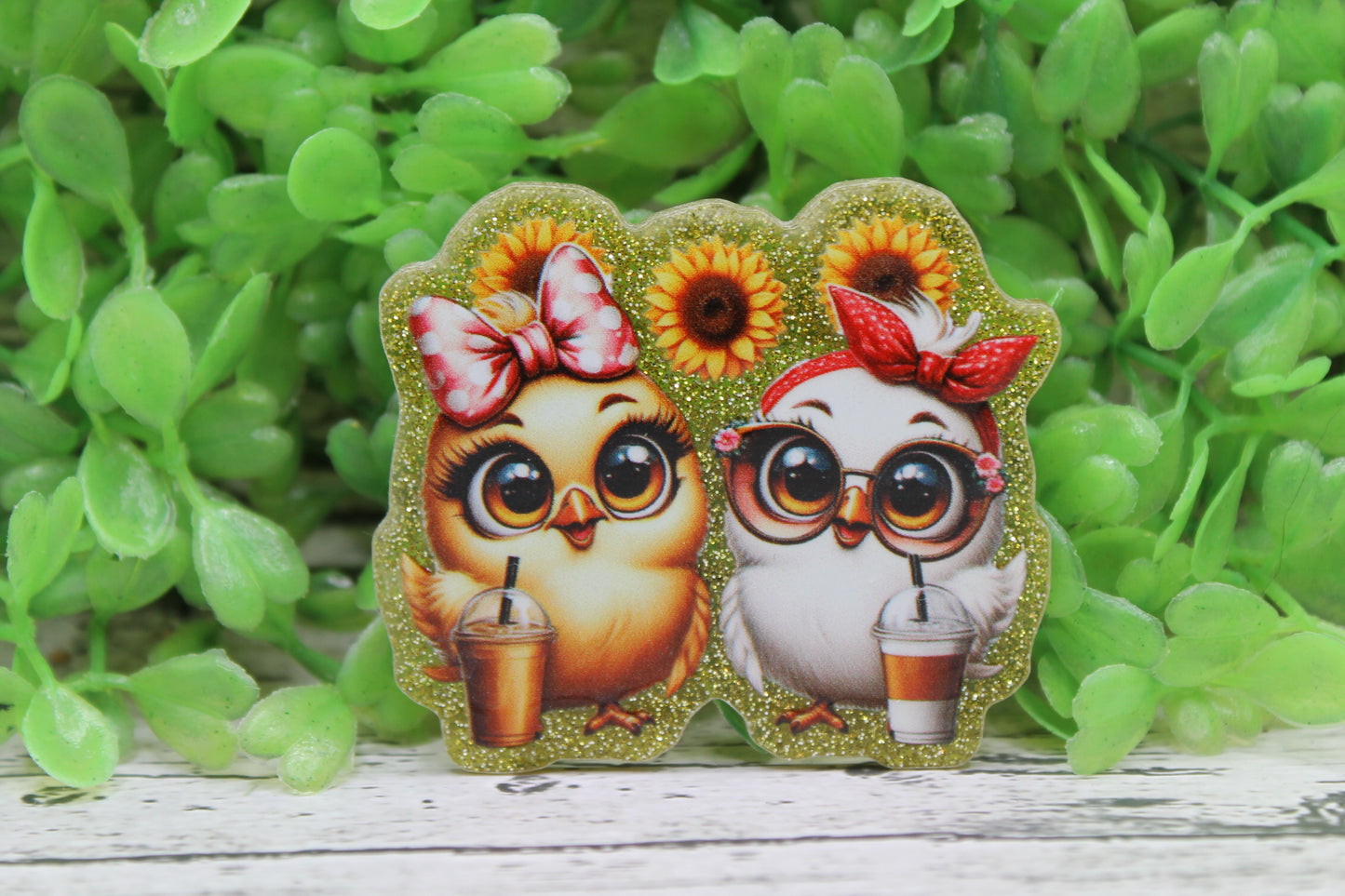 Cute Chicks and Sunflowers Badge Reel