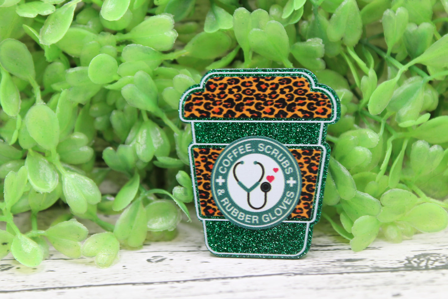 Coffee Scrubs Rubber Gloves Cup Badge Reel